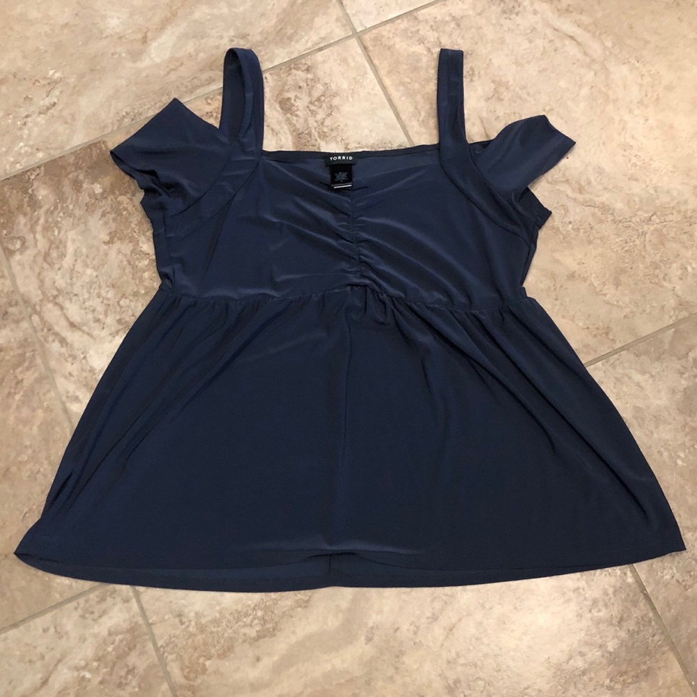 Gray Cold Shoulder Top